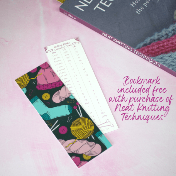 bookmark included free with neat knitting techniques