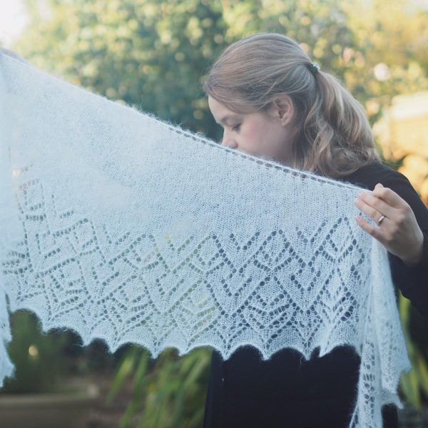 Ammil shawl with mohair, beads and a lace edge